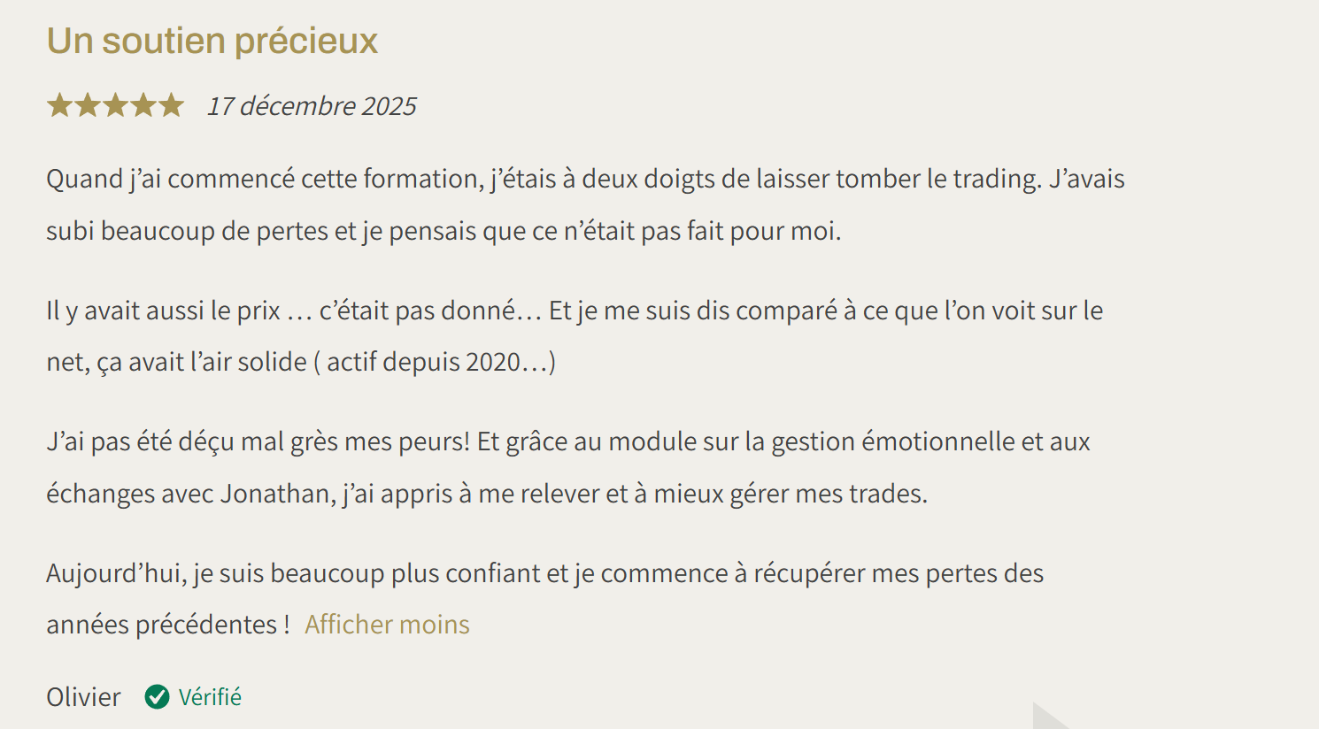 Témoignage apprenant